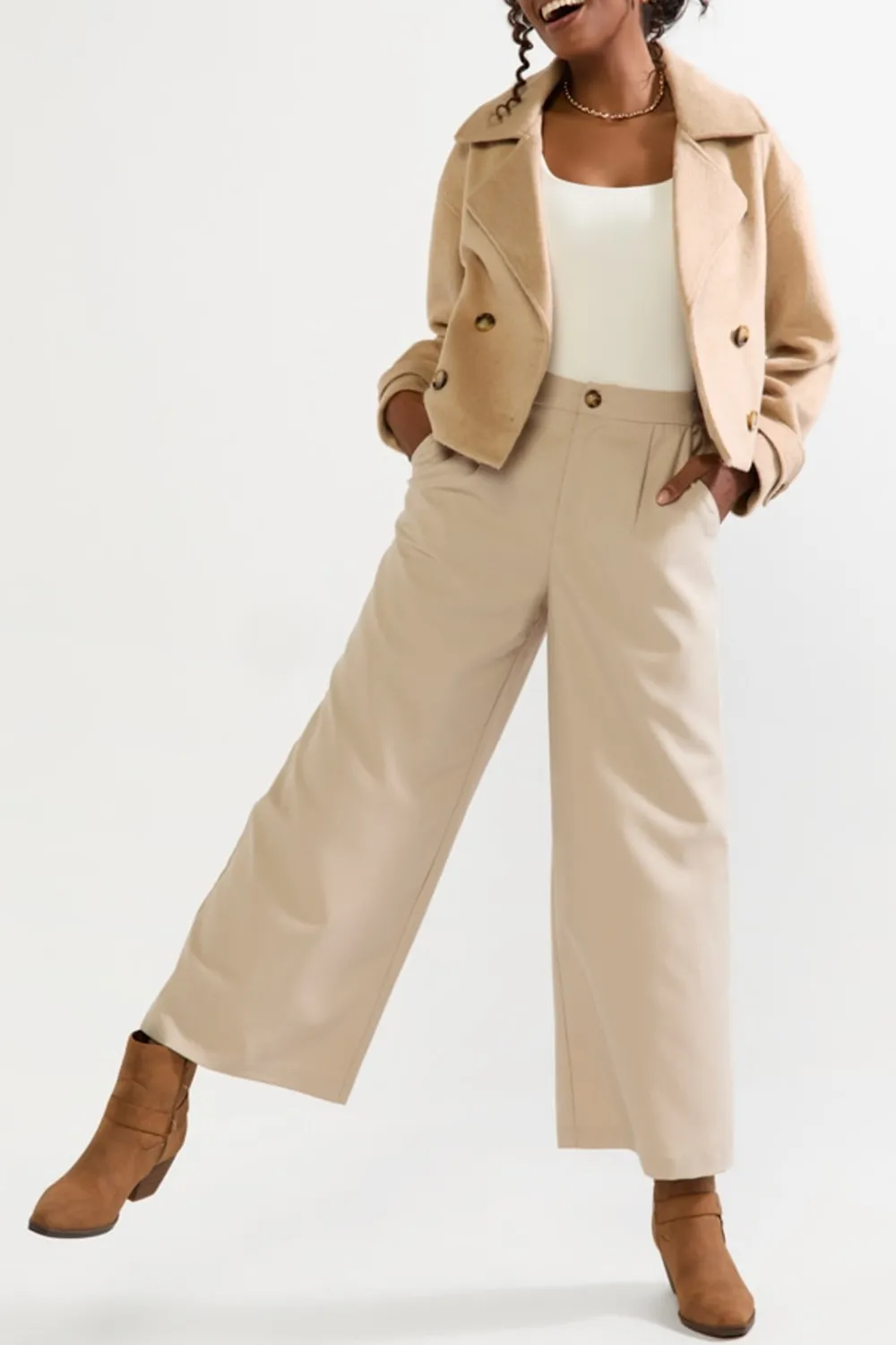 Hallie Wide Leg Crop Trouser Pants