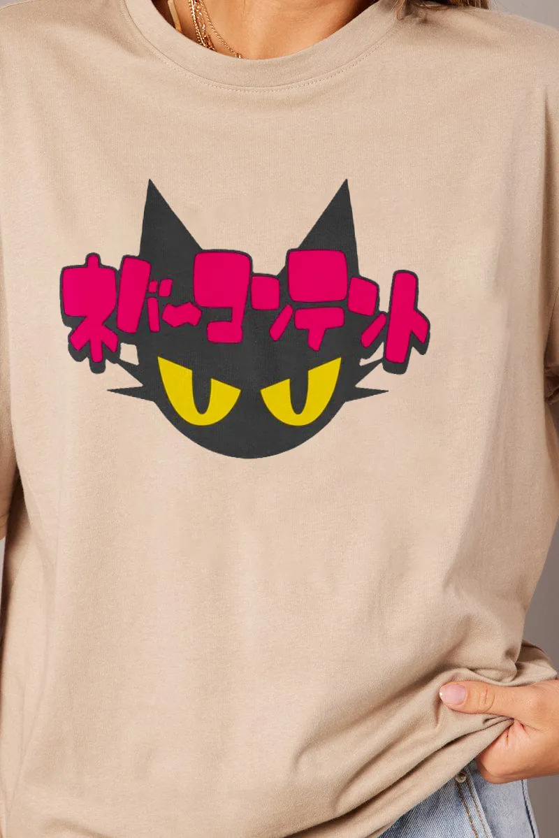 Women's Japanese Cartoon Cat Printed T-shirt