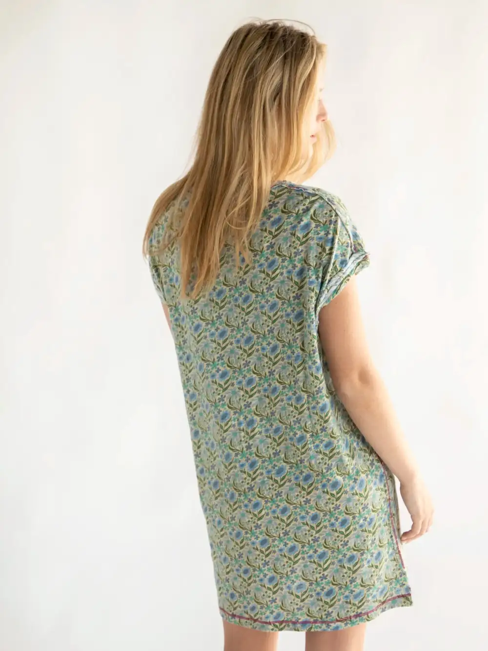 Frankie Knit Tee Mini Dress - Blue Floral