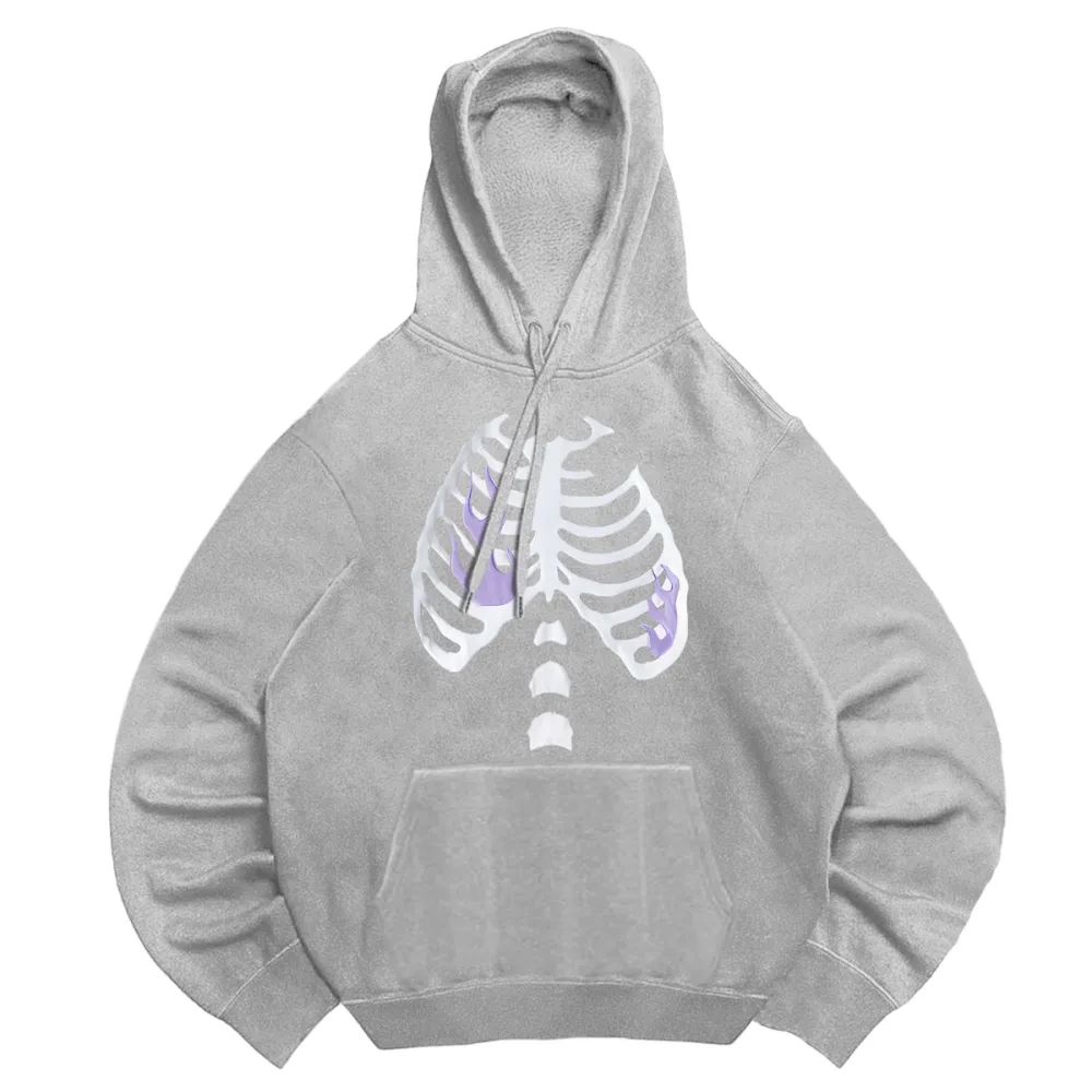 Unisex white skeleton hooded sweatshirt