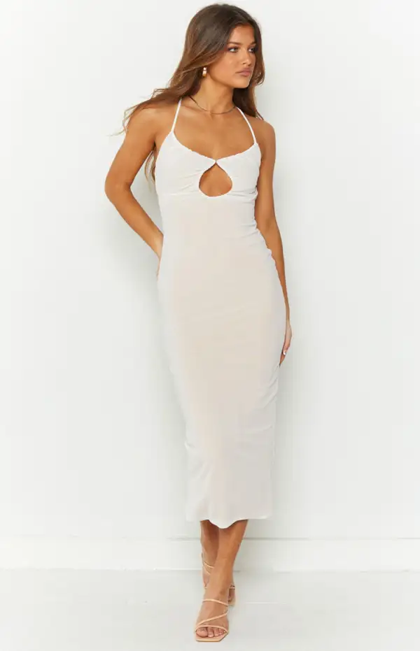 Marlow White Mesh Midi Dress