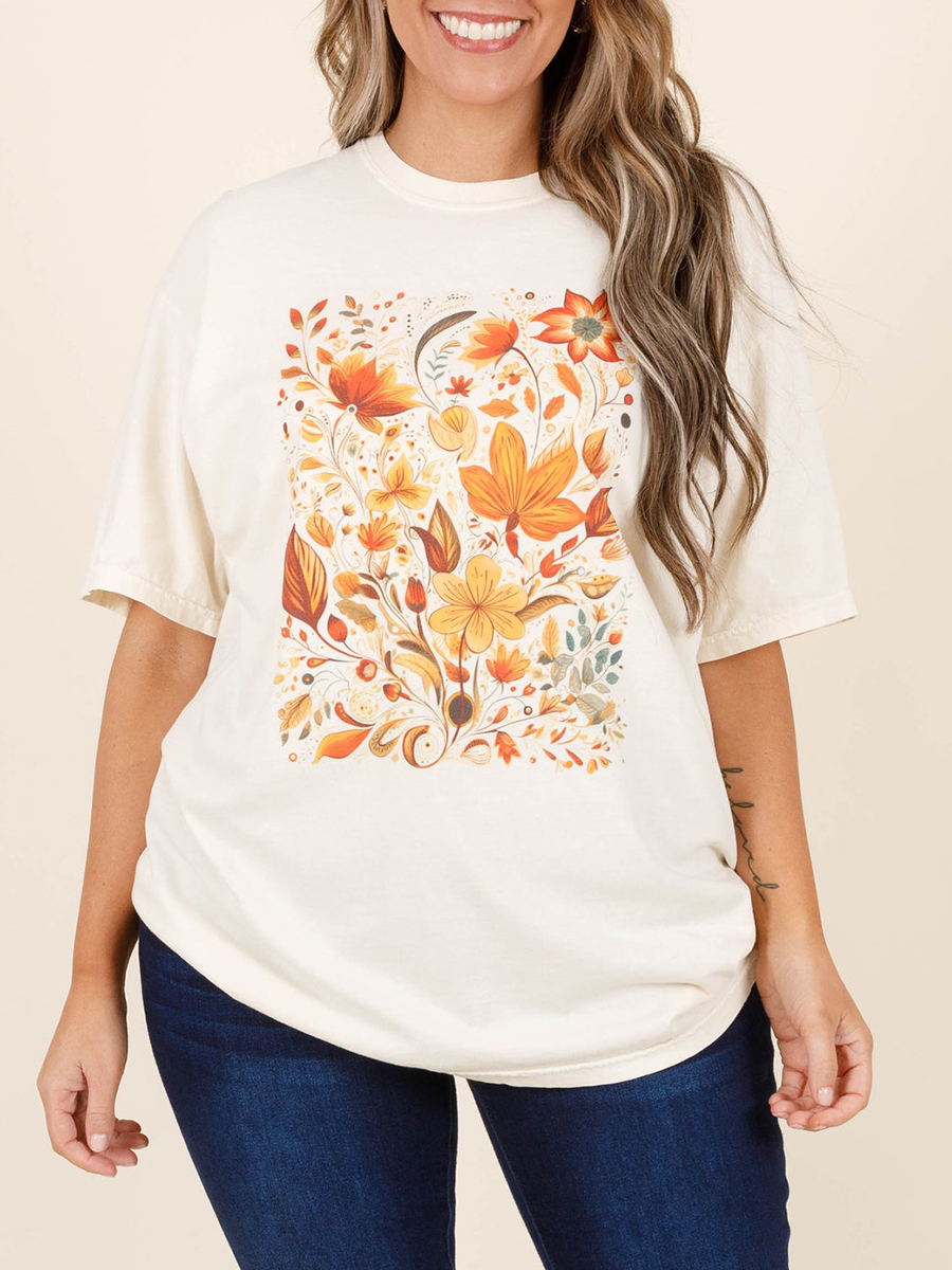 Flower and Plant Pattern T-shirt