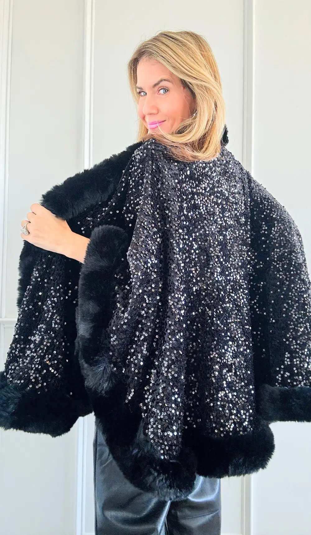 Enchanted Noir Sequin Cape