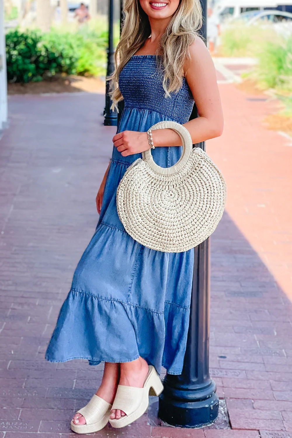 Washed Blue Elastic Dress