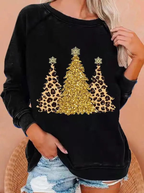 Women's Leopard   Tree Print Sweatshirt