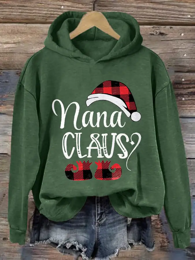 Women's Casual Nana Claus Printed Long Sleeve Sweatshirt