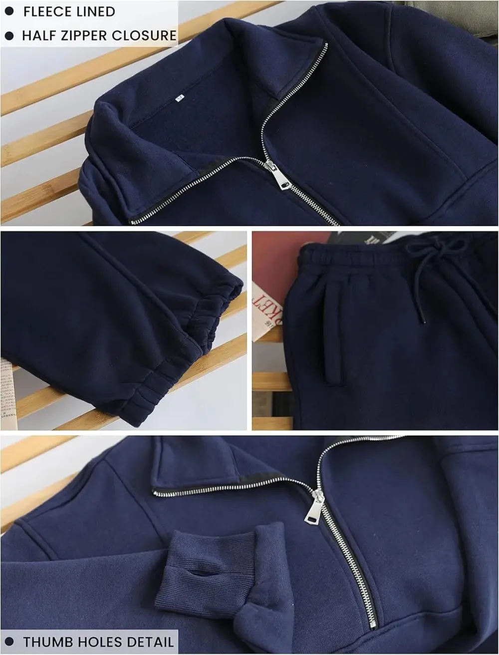 2 Piece Half Zip Sweatsuits Fleece Sweatshirt and Joggers Set Tracksuit