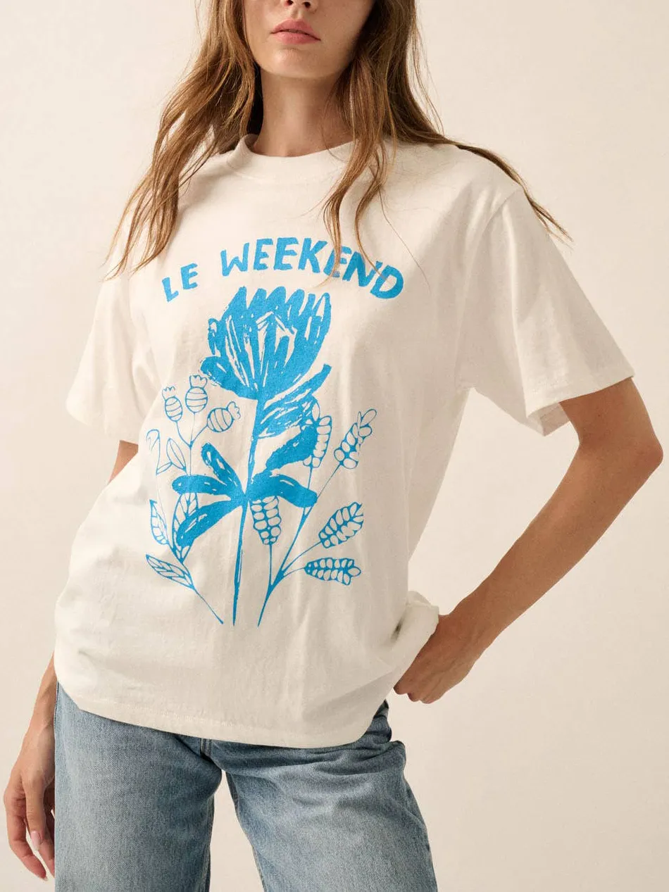 Garment Washed Le Weekend Graphic T-shirt