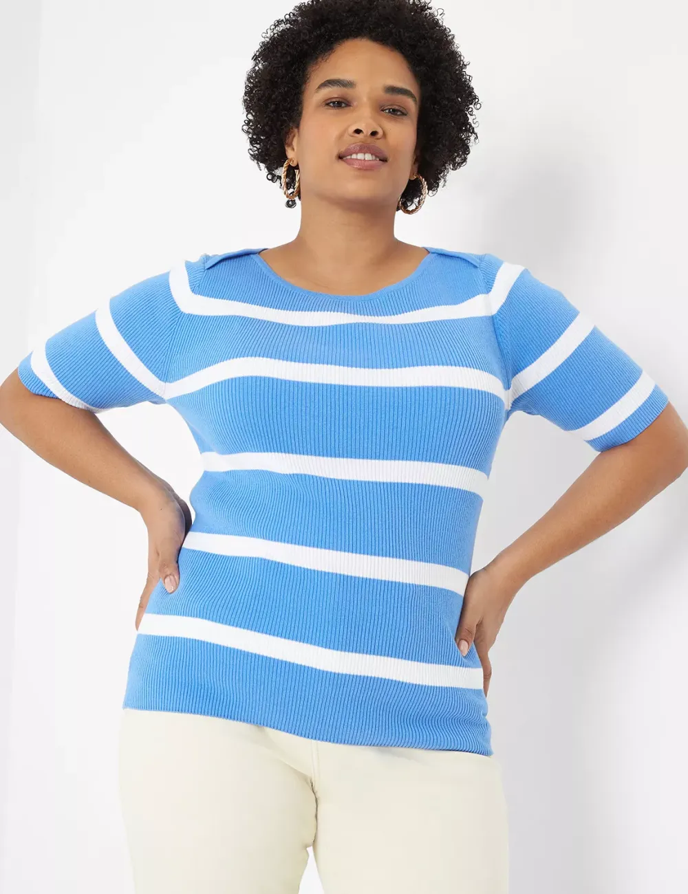 Fitted Striped Boatneck Sweater