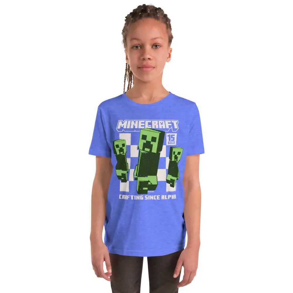 Minecraft 15th Anniversary Checkered Creeper Kids T-Shirt