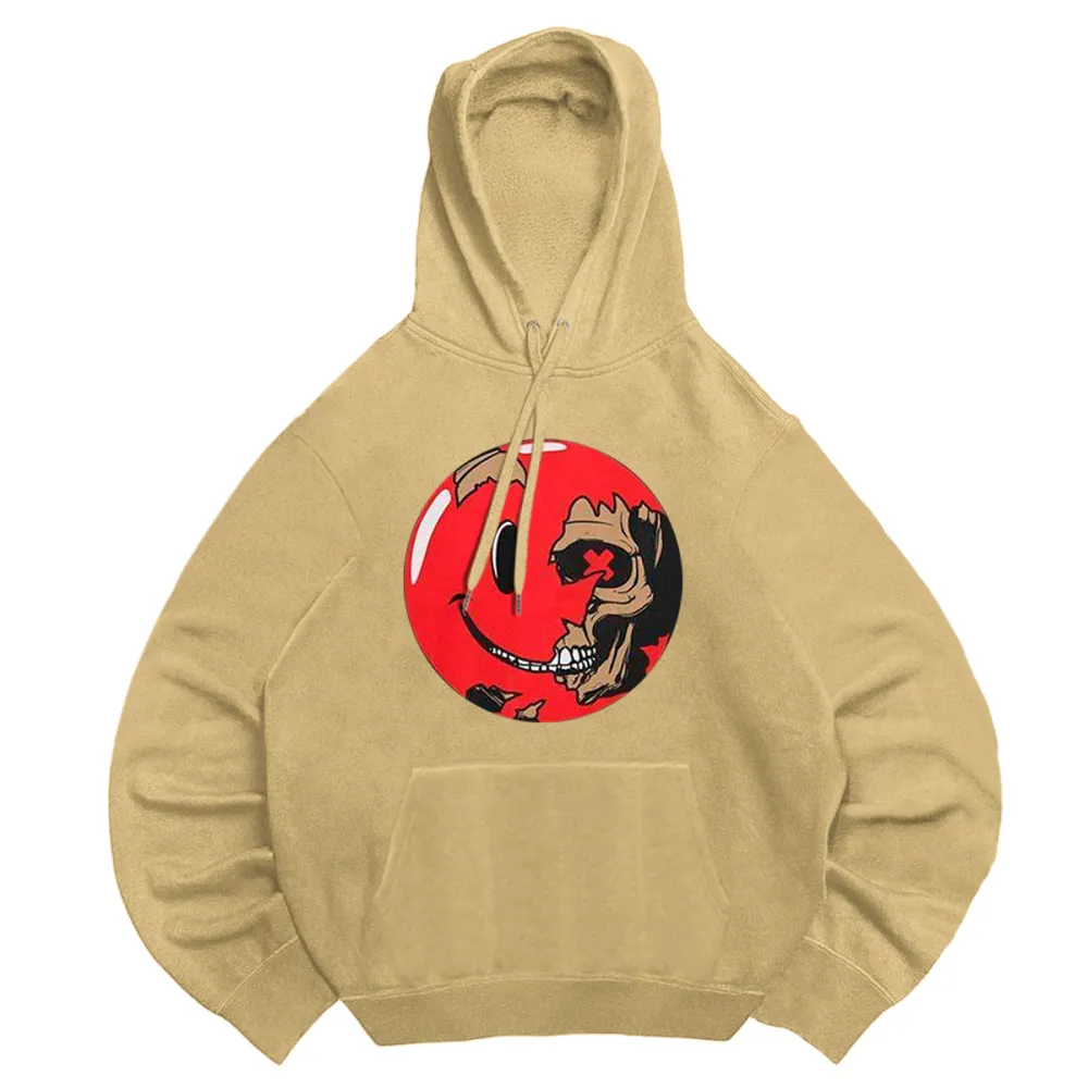 Red smiley hooded sweatshirt