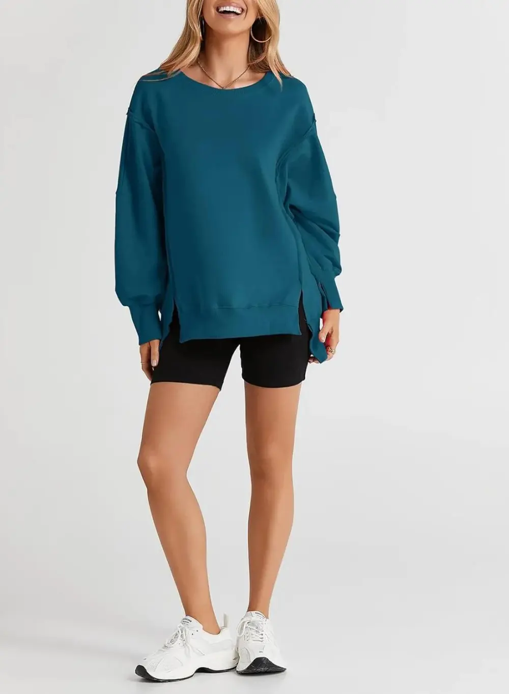 Oversized Reverse Seam Sweatshirt Long Sleeve Crewneck Pullover