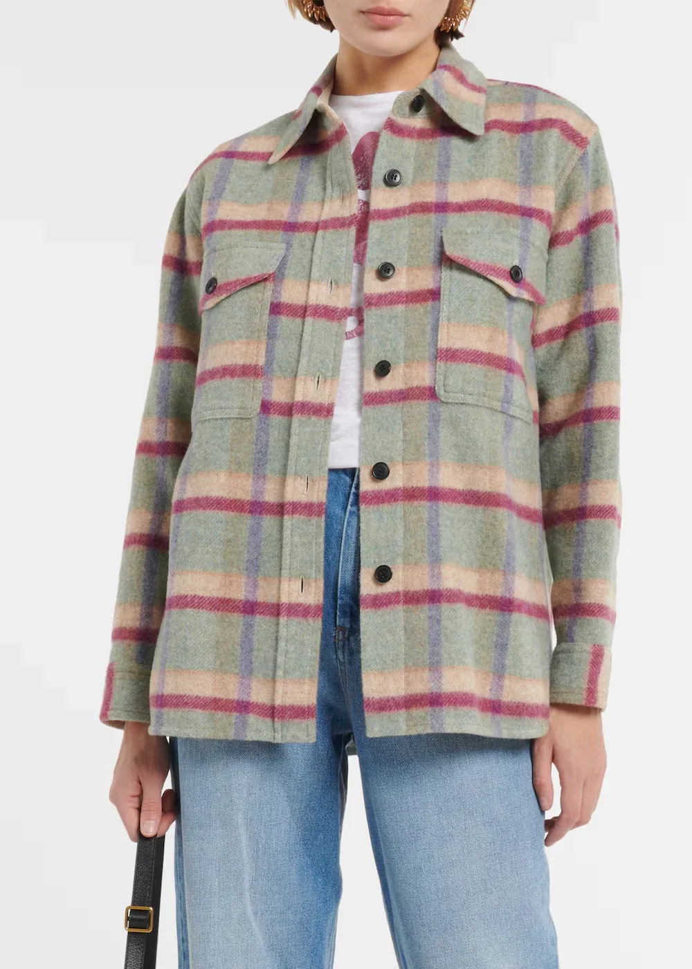 Striped Print Lapel Neck Faxon Coat