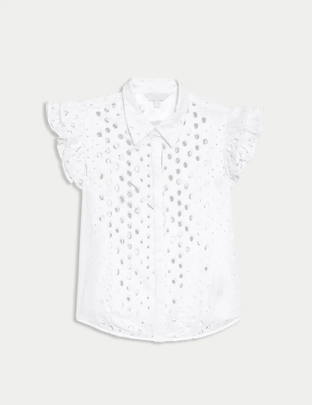 Pure Cotton Broderie Frill Detail Shirt