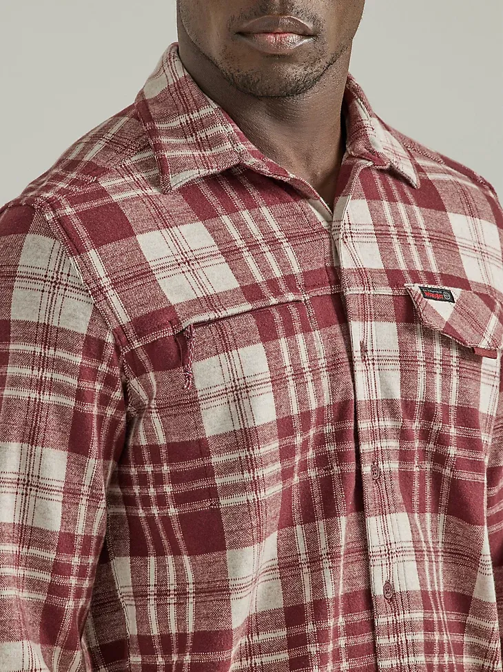 ATG BY WRANGLER™ MEN'S CAMPSITE PLAID SHIRT IN MAHOGANY