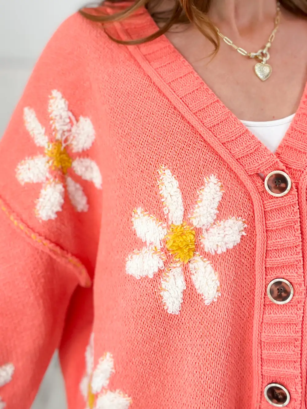 Daisy Love Fleece Floral Pattern Button Down Cardigan Sweater