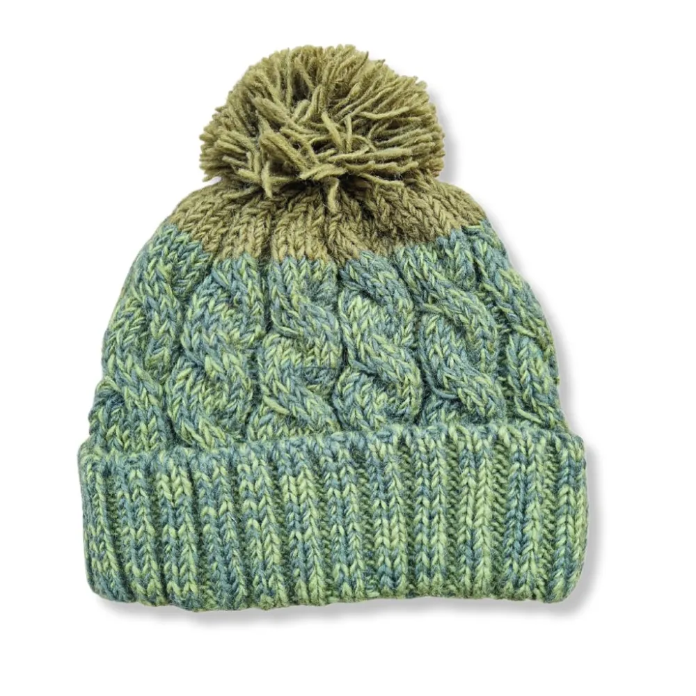 Cable Knit Wool Bobble Hat