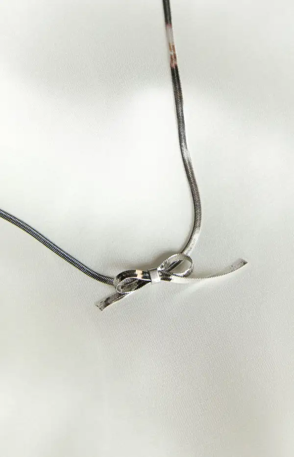 Brylee Silver Bowknot Pendant Necklace