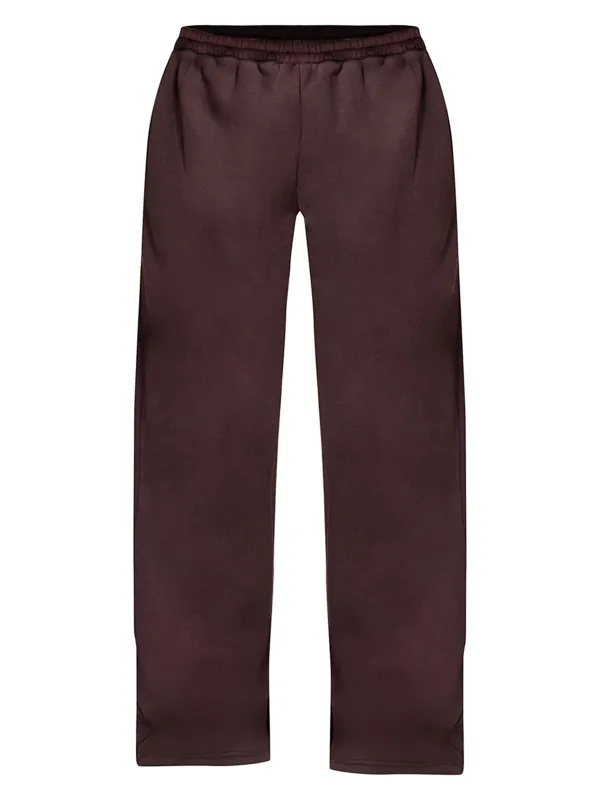 Chocolate Wide Leg Embroidered Sweatpants