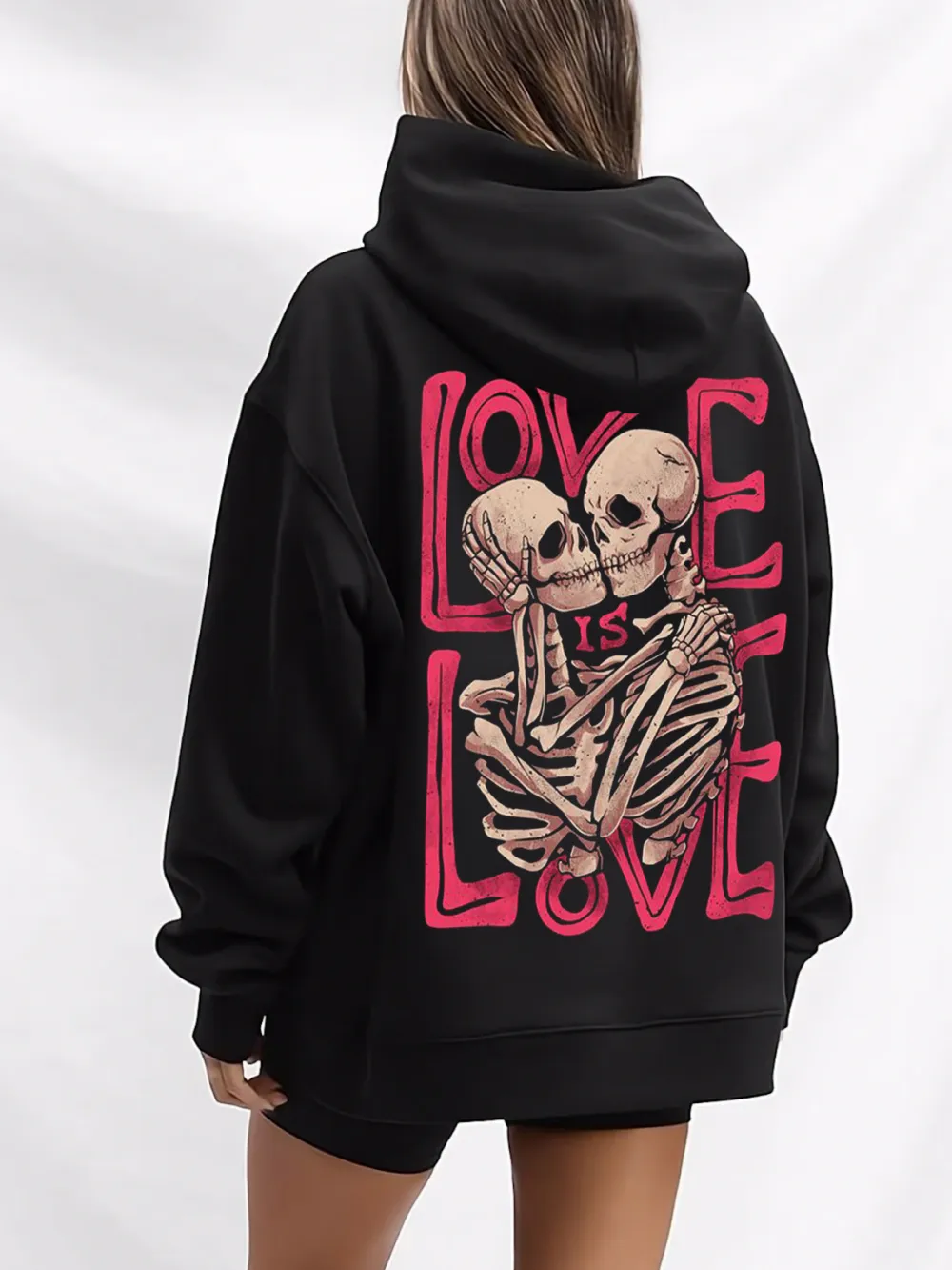 LOVE IS LOVE PATTERN PRINTED HOODIE