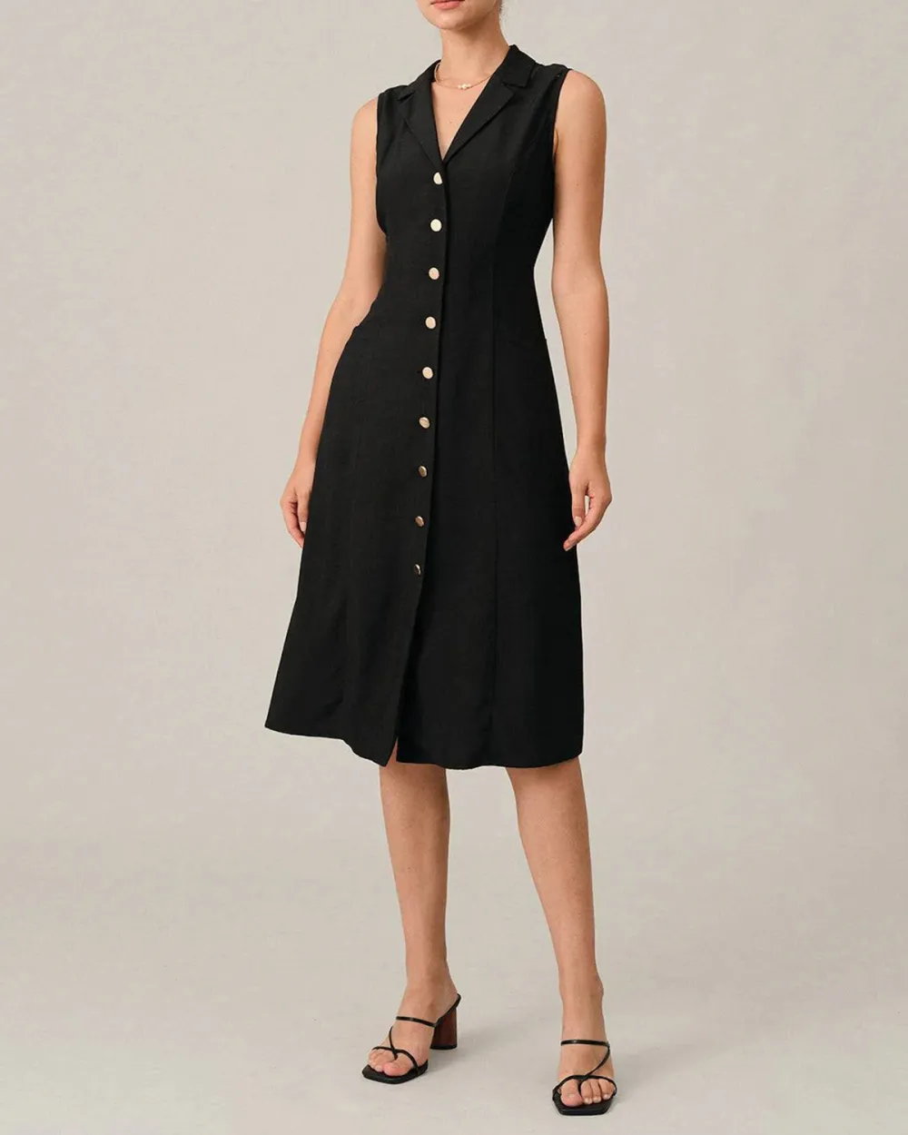 Black Button Lunch Dress