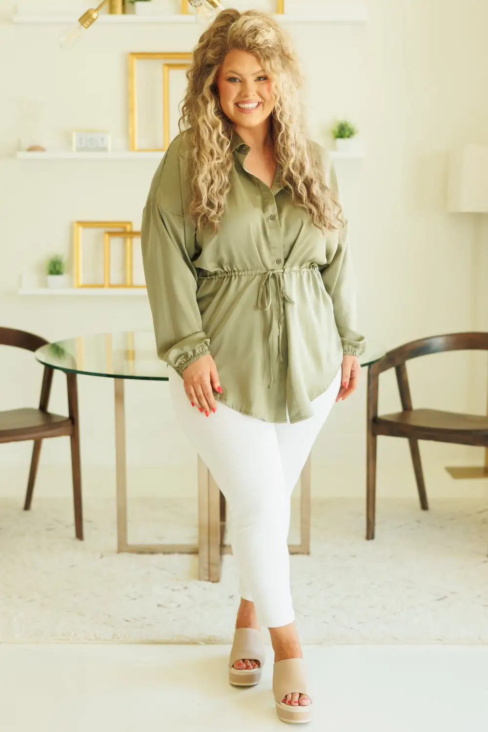 For The Weekend Blouse, Olive