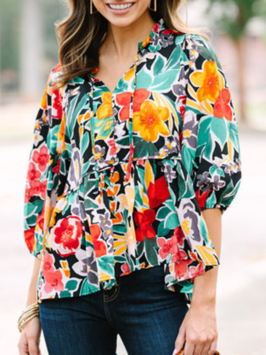 Multicolor Casual Floral Shirt