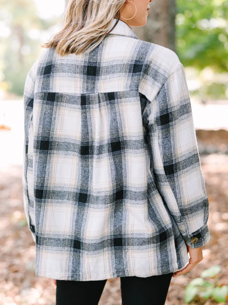 Black Plaid Fleece Lined Shacket