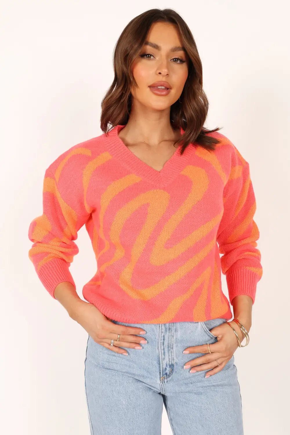 Rosalee Pattern Knit Sweater - Pink