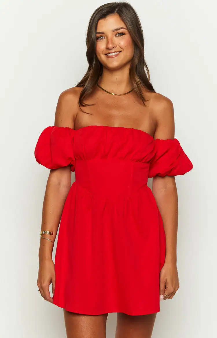 Love Lost Off The Shoulder Red Mini Dress