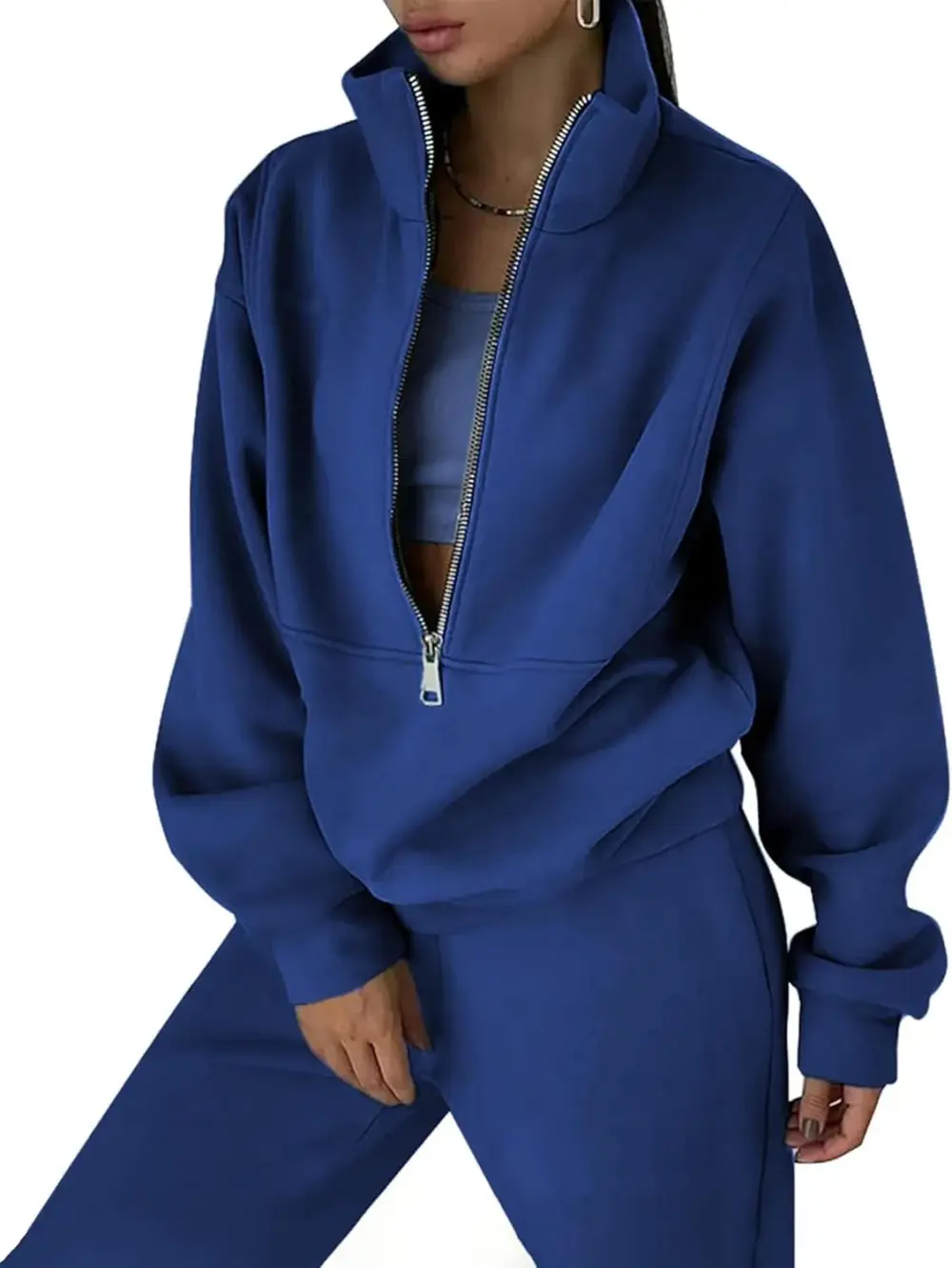 2 Piece Half Zip Sweatsuits Fleece Sweatshirt and Joggers Set Tracksuit