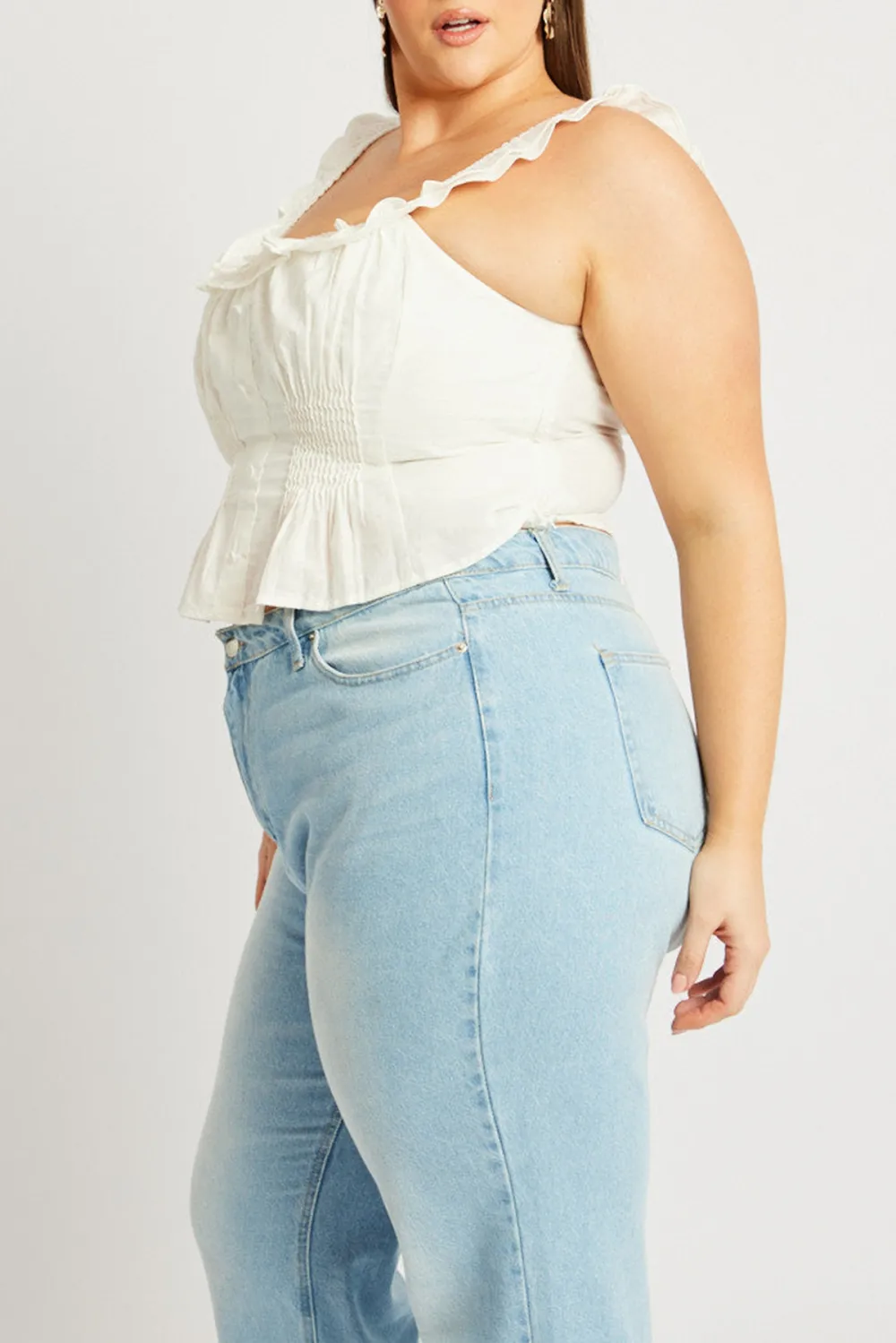 White pleated top sleeveless