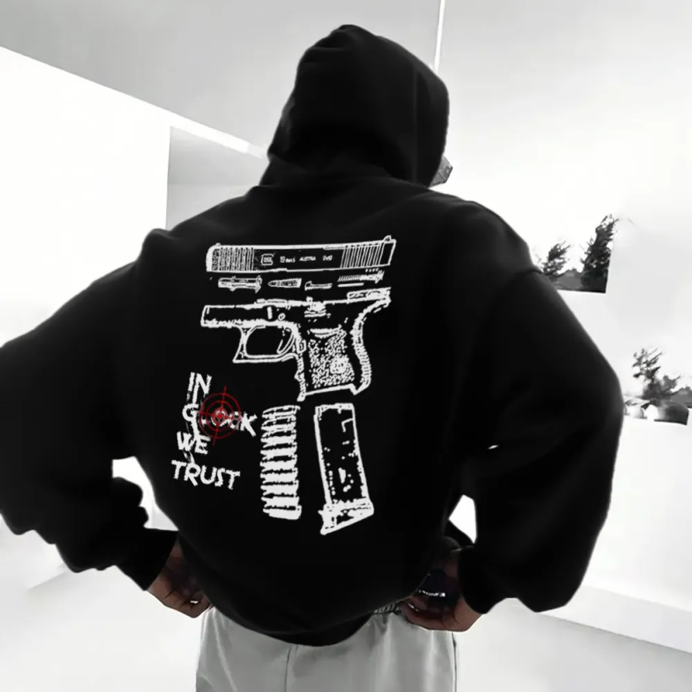 Mens In Glock We Trust Hoodie,Long Sleeve, Size S-3XL