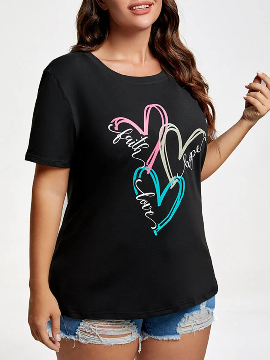 Plus Faith Hope Love Heart Graphic Tee