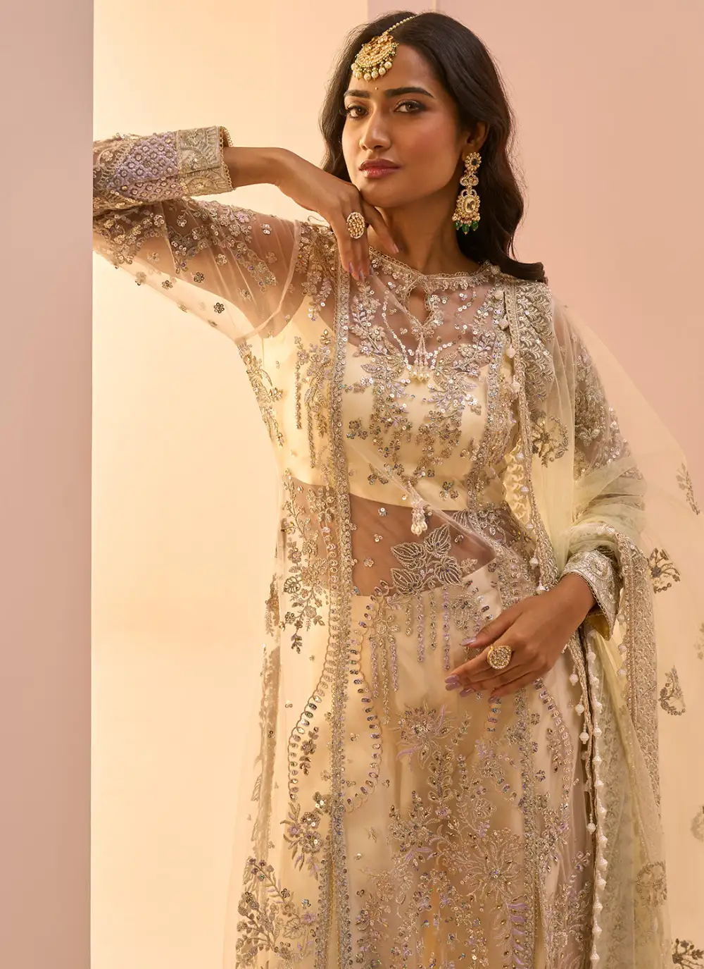 Soft Yellow Embroidered Sharara Suit