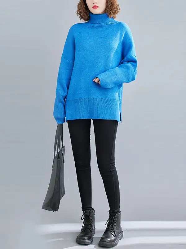 Original Solid High-Neck Knitting Sweater