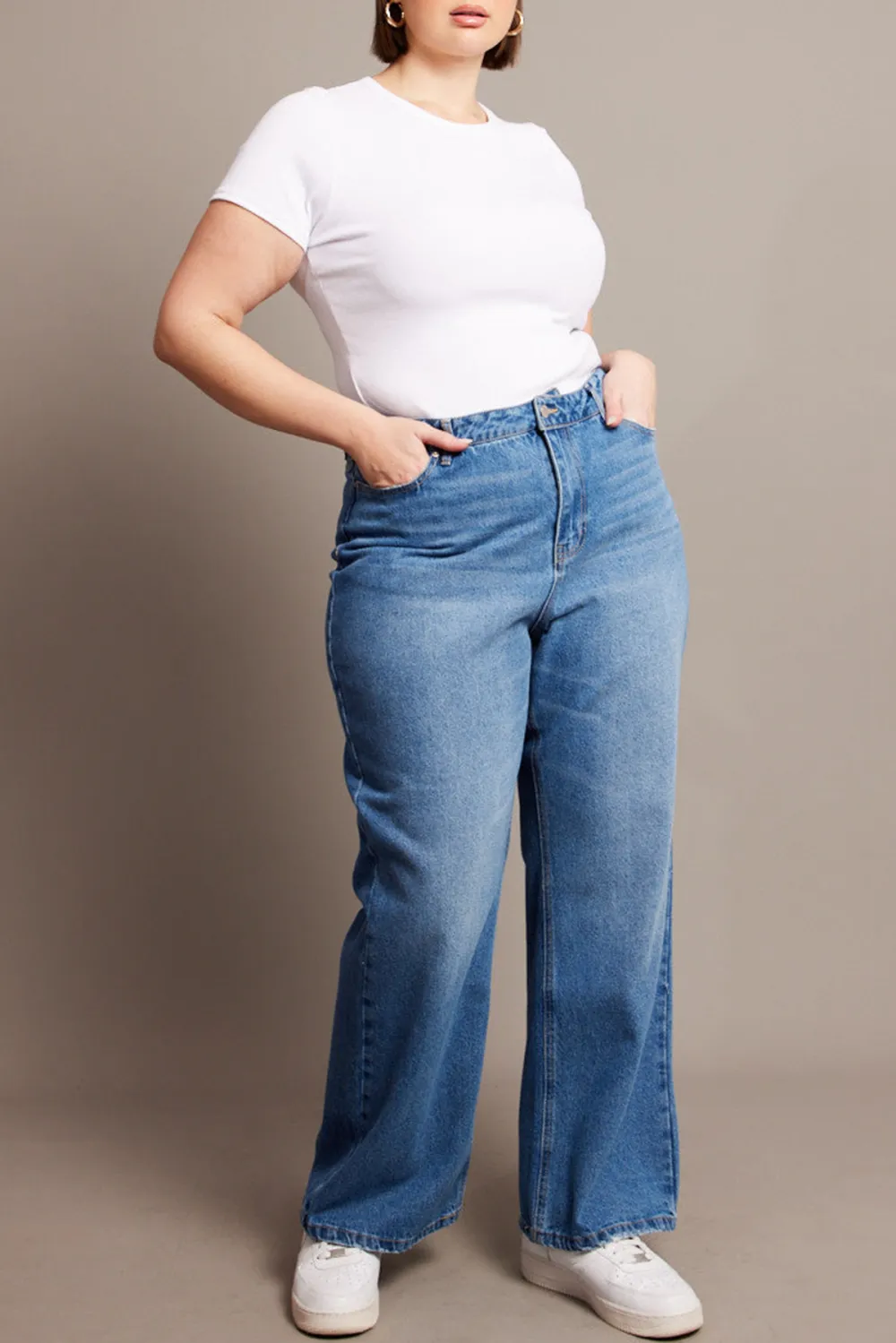 Denim Wide Leg Jeans High Rise