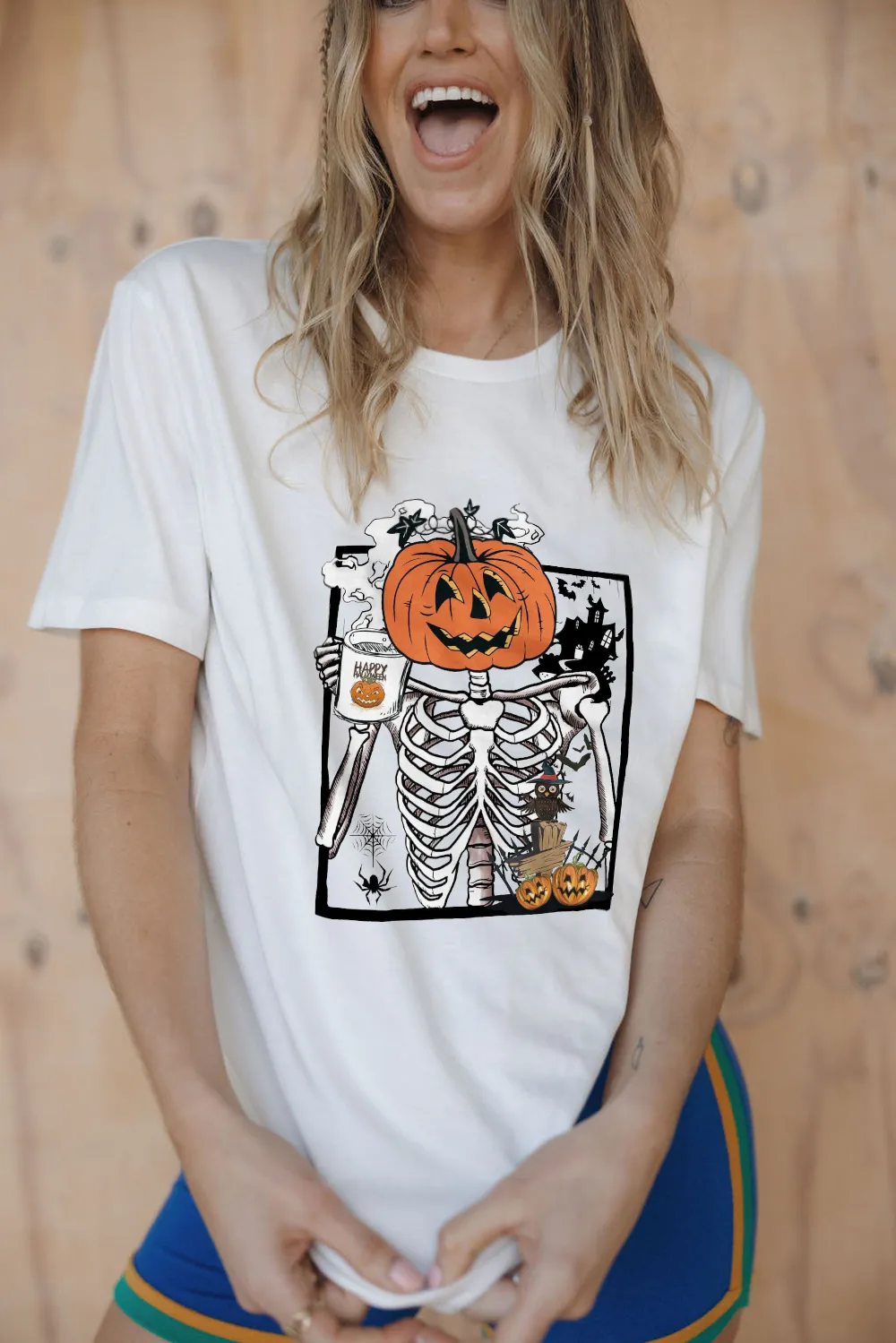 Women's Pumpkin English Halloween Printed T-shirt