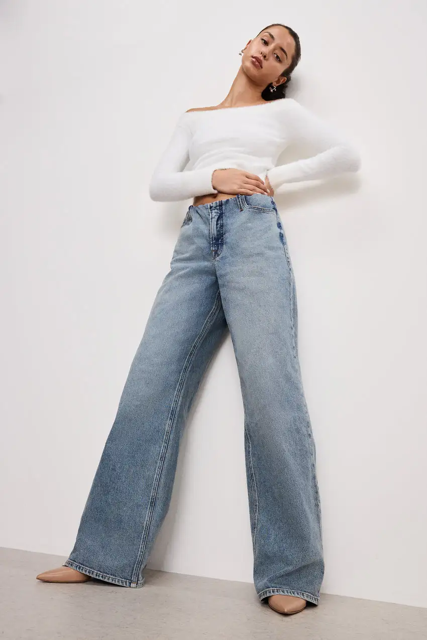 WIDE LEG PULL-ON JEANS