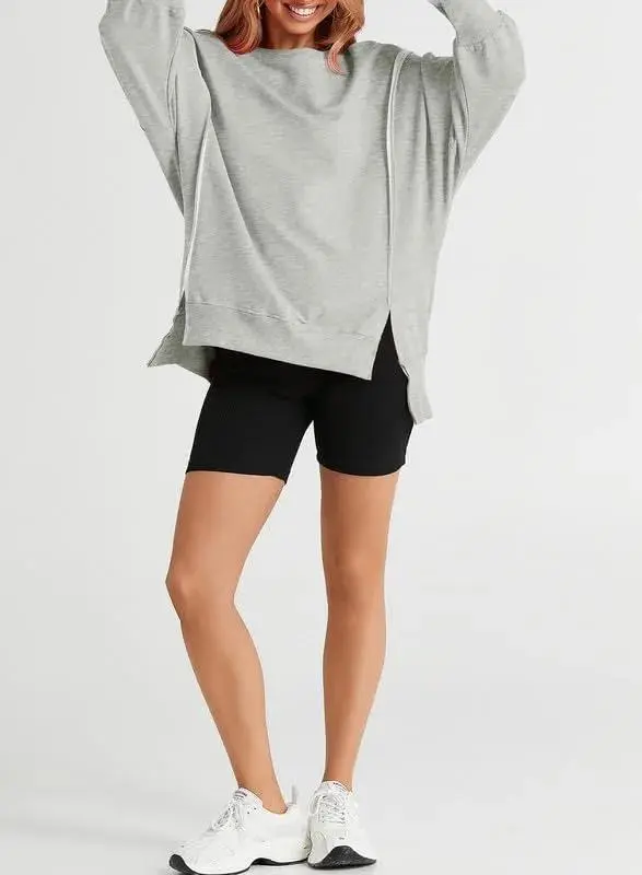 Oversized Reverse Seam Sweatshirt Long Sleeve Crewneck Pullover