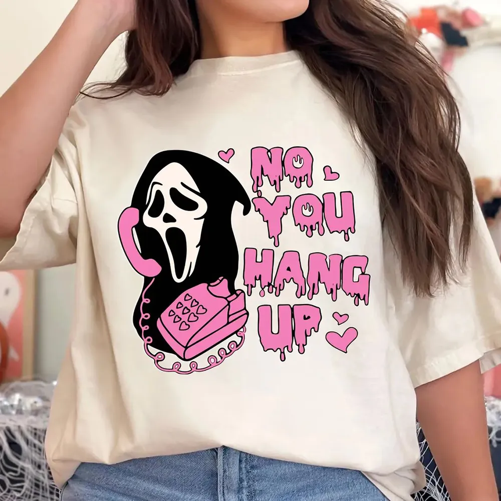 No You Hang Up Shirt Pink Halloween 90s Tee