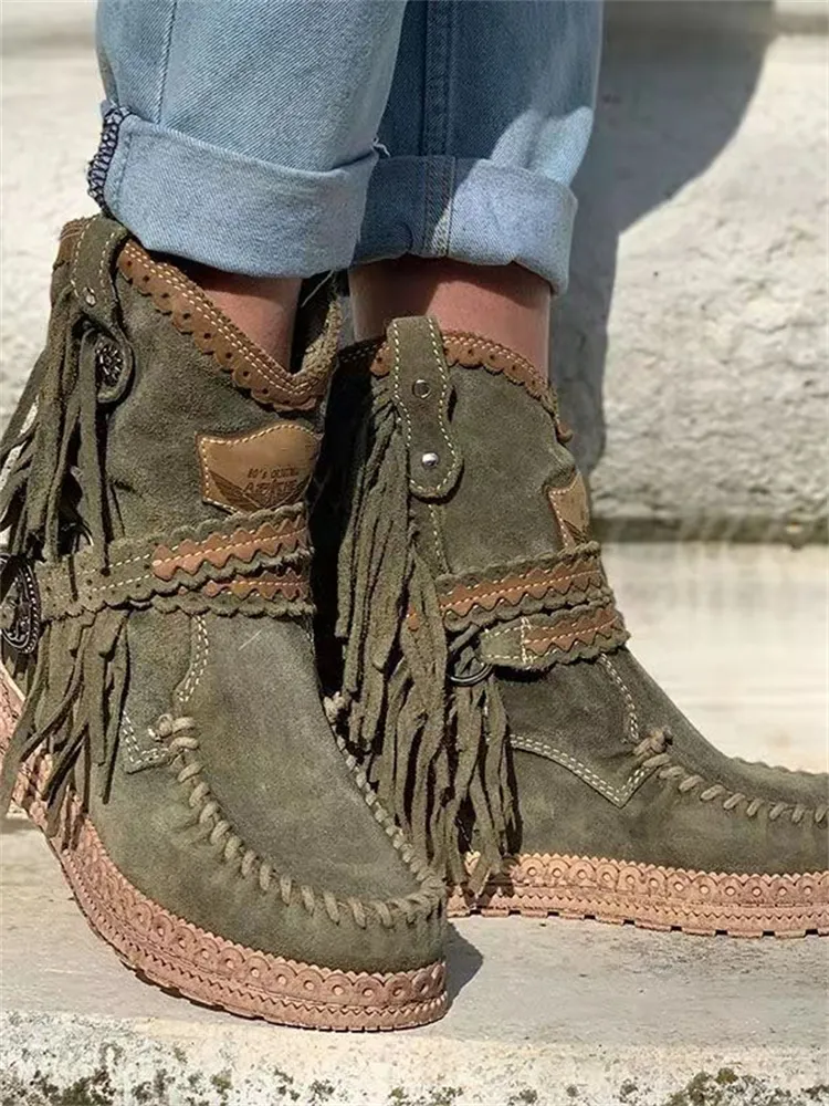 Vintage Tassels Soft Cozy Ankle Boots