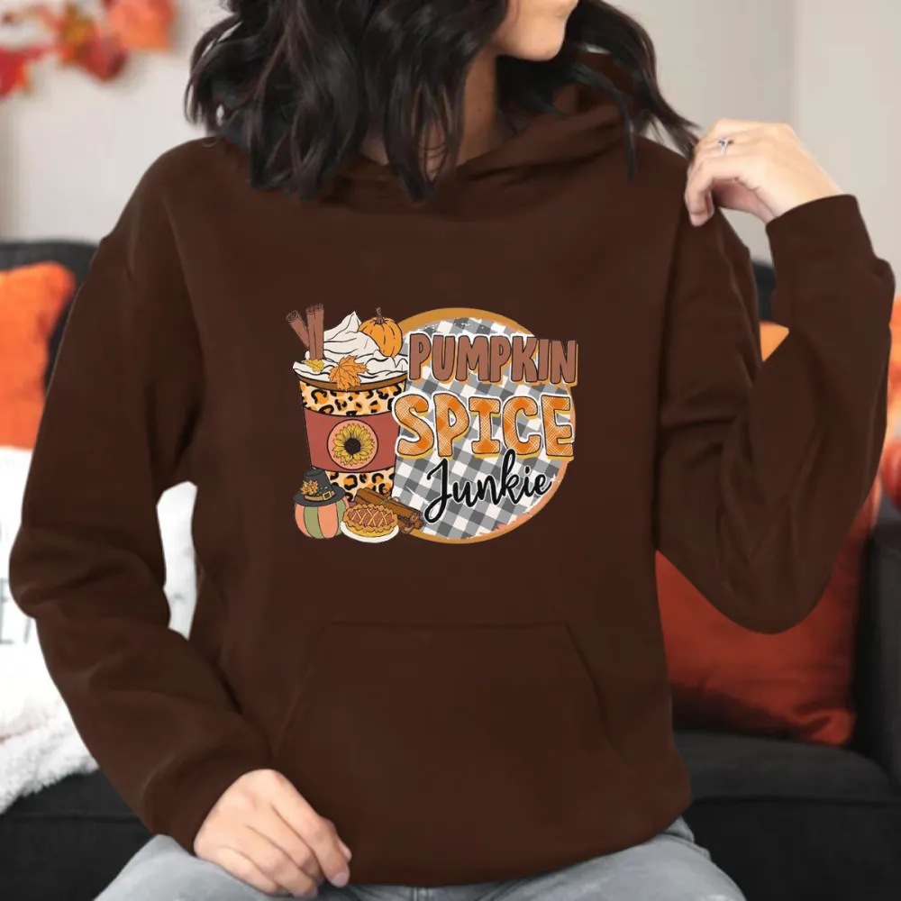 Pumpkin Spice Junkie Printed Hoodie