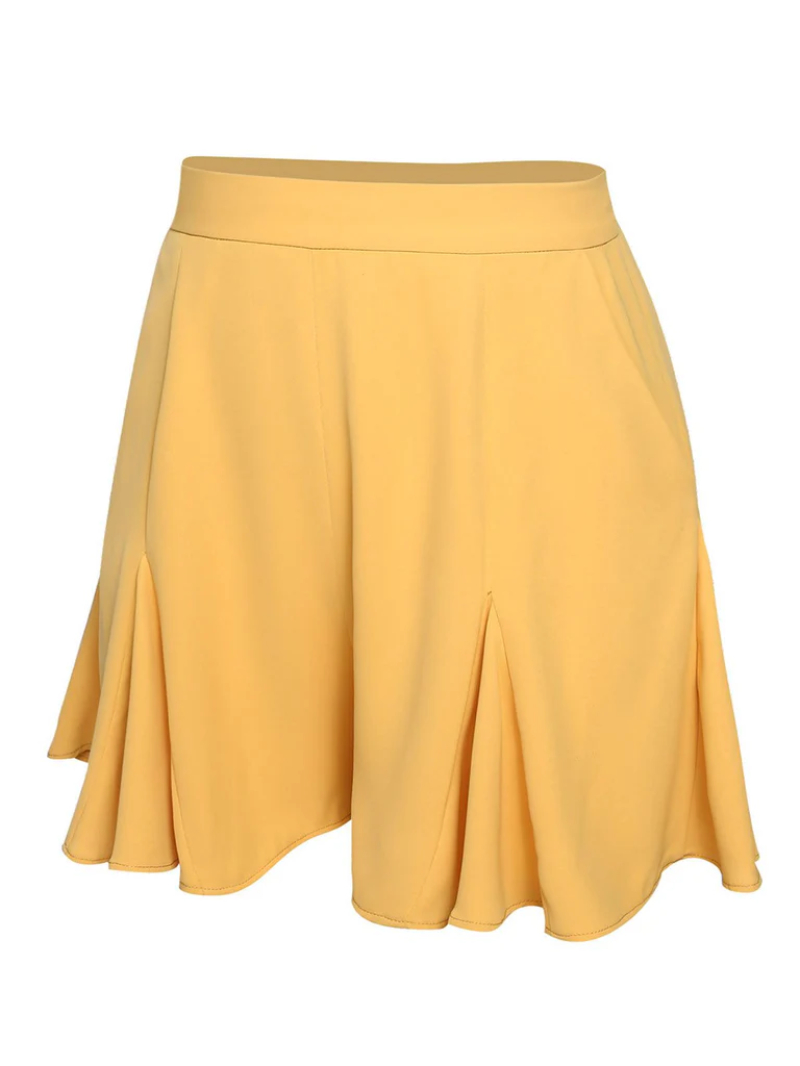 YELLOW 1950S RUFFLED POCKETS SHORTS