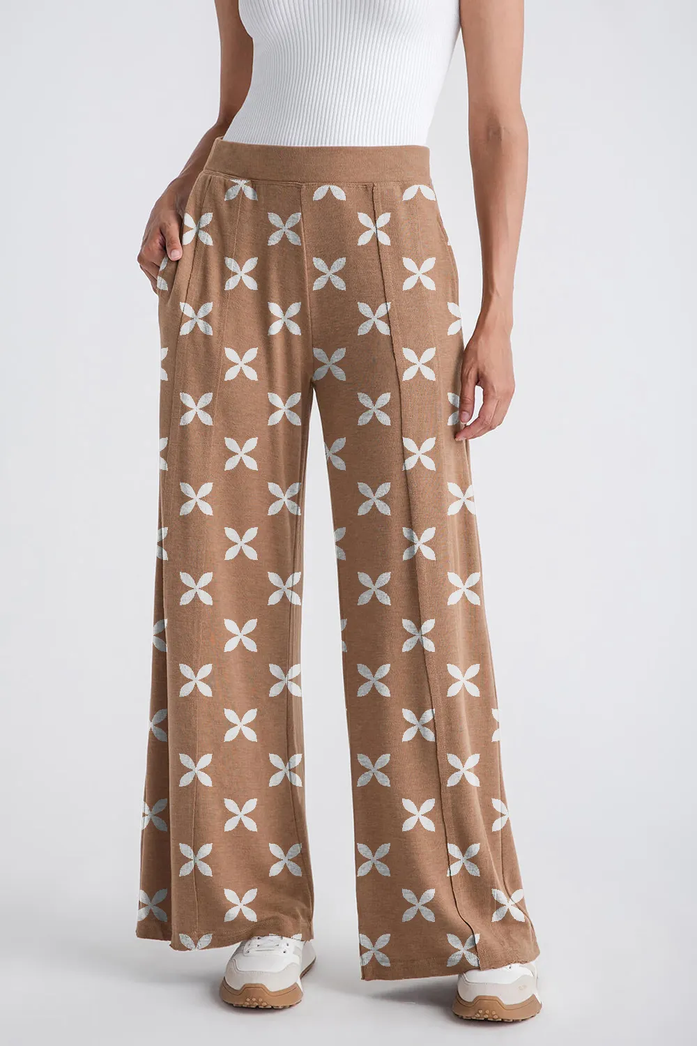 Mocha Risen Wideleg Jersey Pants