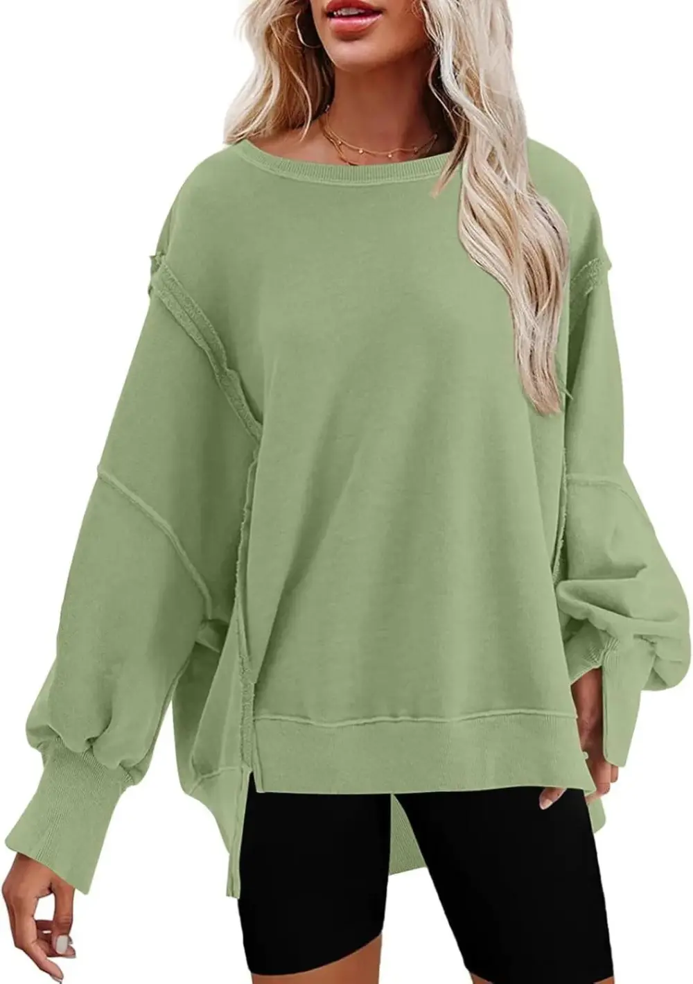 Oversized Reverse Seam Sweatshirt Long Sleeve Crewneck Pullover