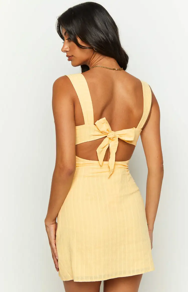 Taylor Yellow Tie Back Mini Dress