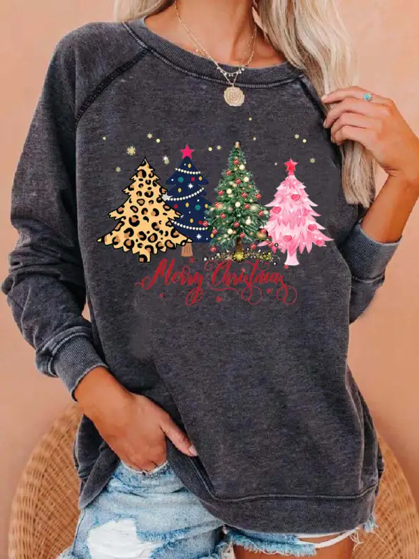 Women's   Tree Merry   Print Sweatshirt