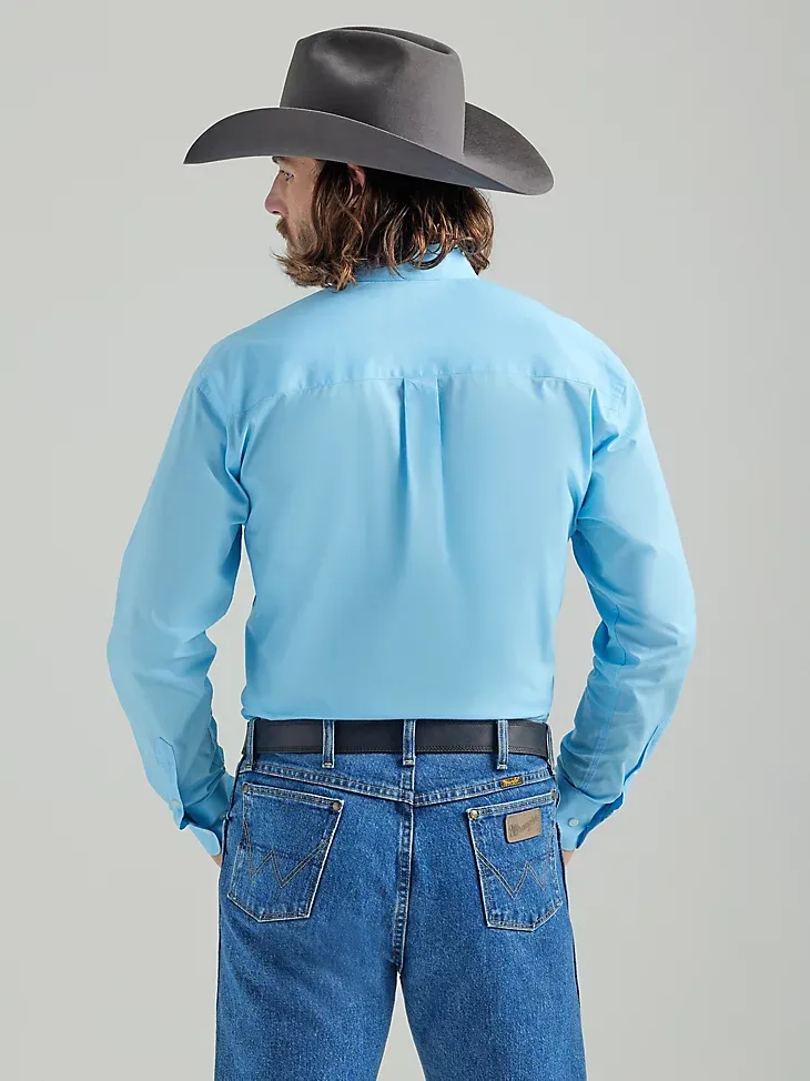 MEN'S GEORGE STRAIT® LONG SLEEVE ONE POCKET BUTTON DOWN SOLID SHIRT IN BABY BLUE