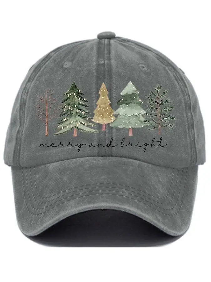 Women's Casual Merry And Bright Print Baseball Cap